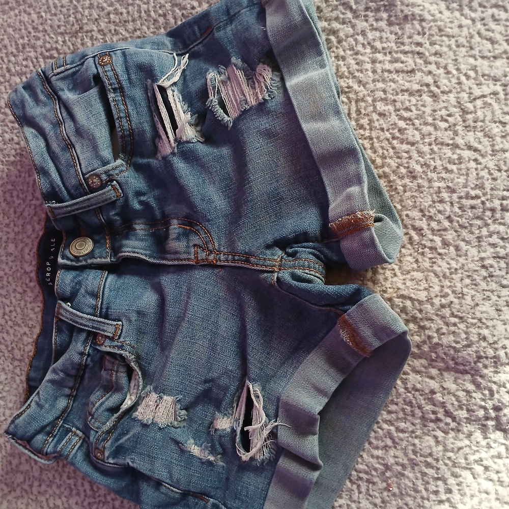 Distressed Blue Denim Shorts
